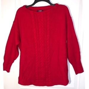 Chaps red boat neck cable knit Sweater